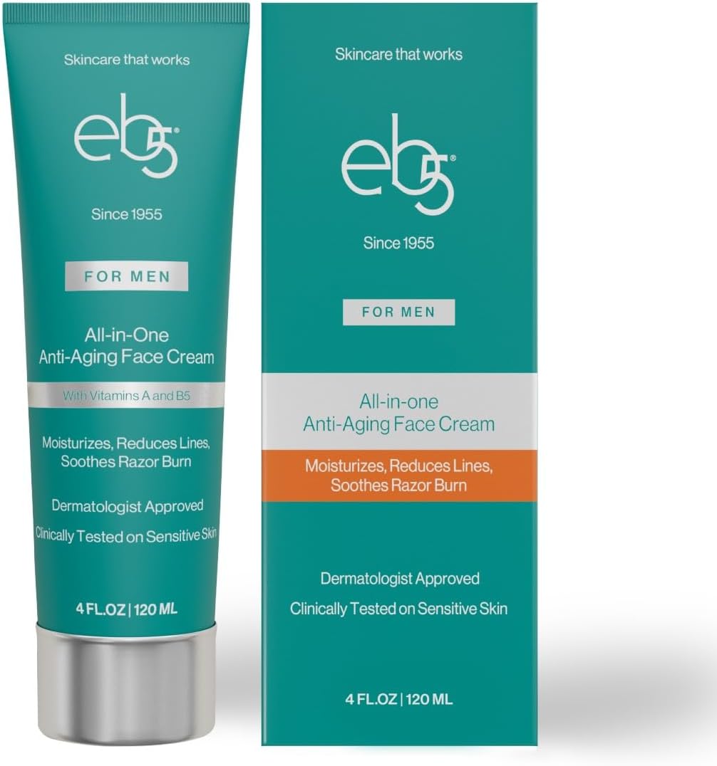 - Men’s All-in-one Anti-Aging Face Cream | Formulated with Retinol, Vitamins E, B5, and A to Moisturize, Reduce Lines and Soothe Razor Burn - 4 Fl Oz