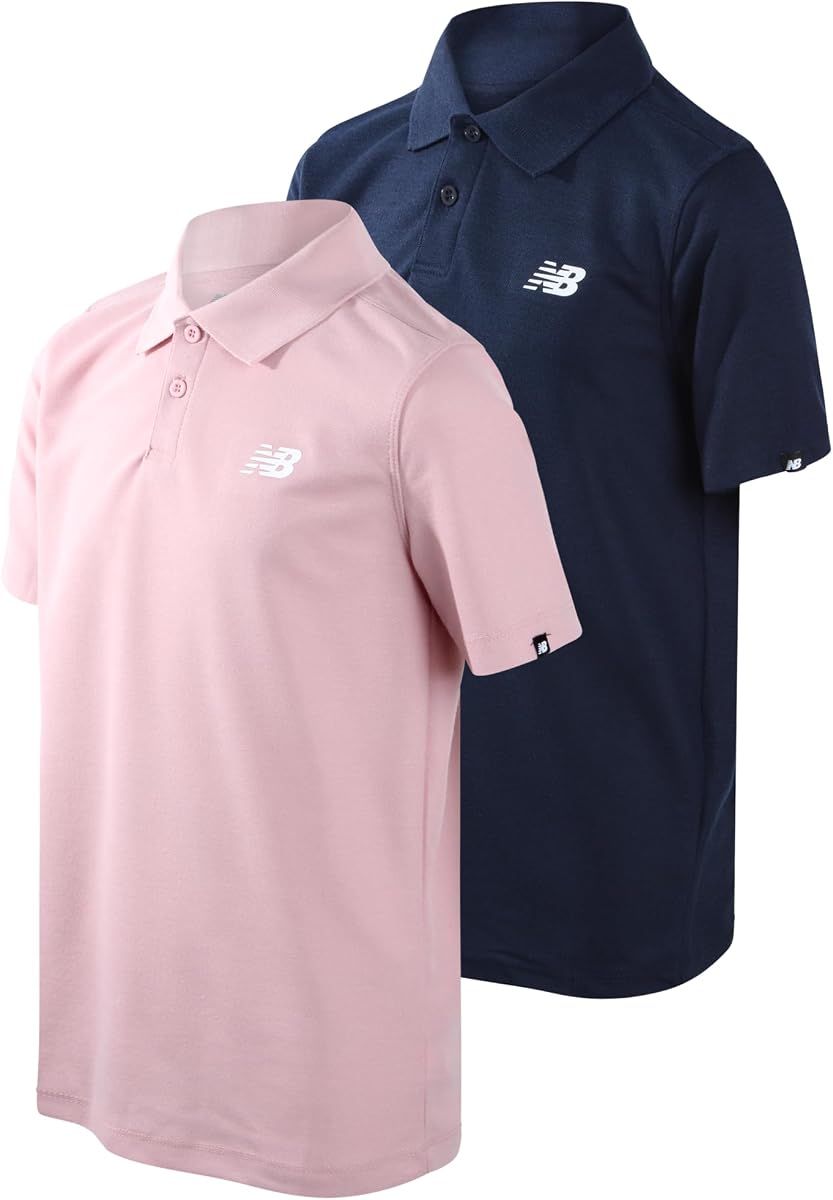 Boys Polo Shirt 2 Pack Dry Fit Performance Golf Shirts for Boys