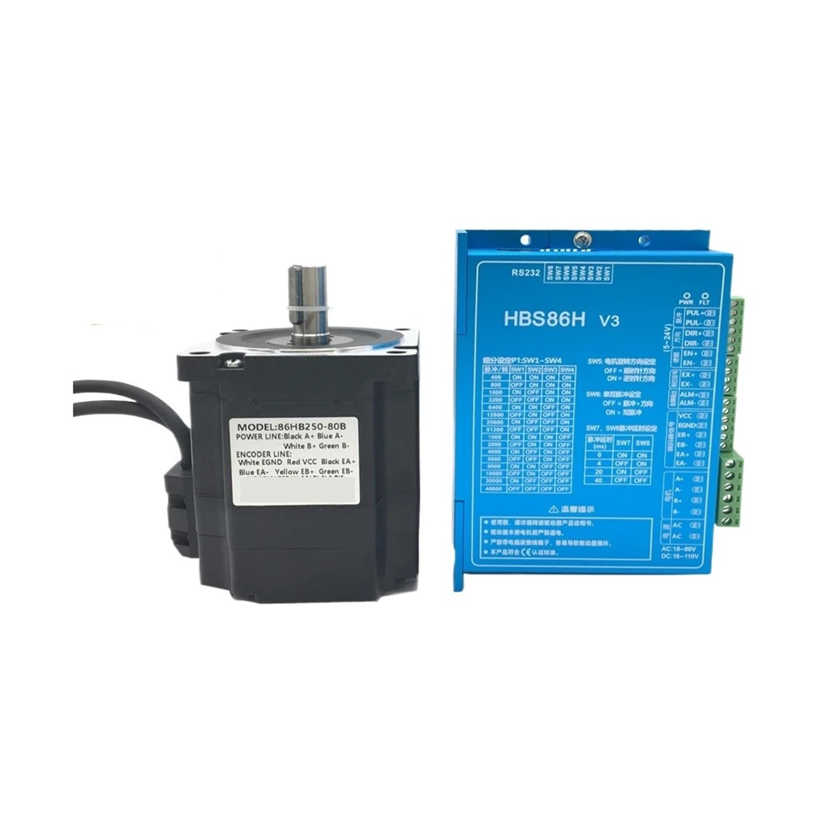 Kit motorisation Nema 34 boucle fermée et driver HBS86H 12N.m