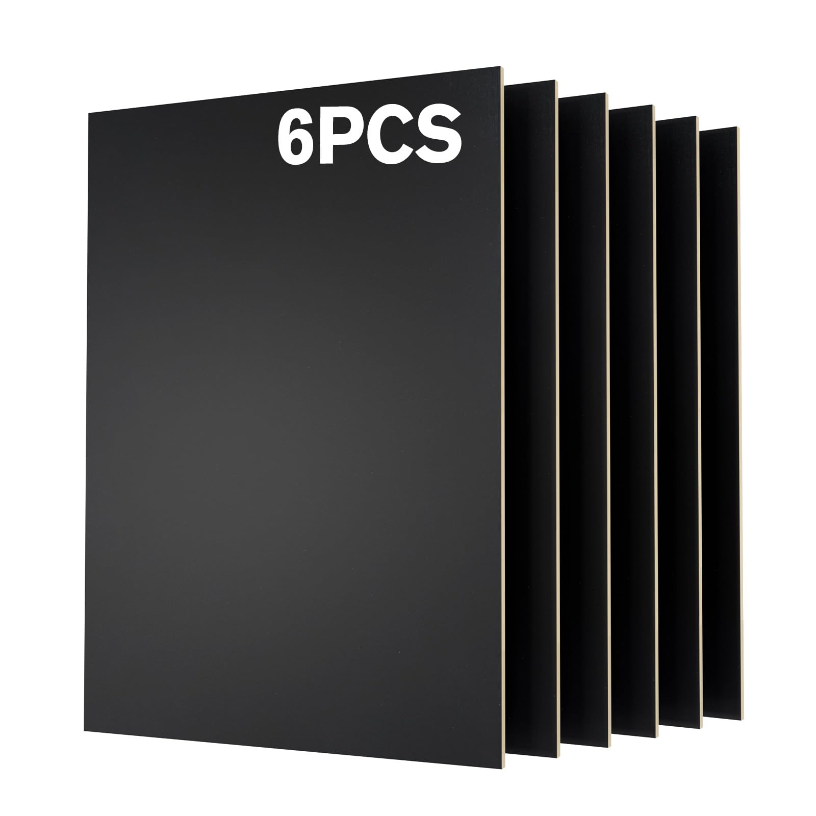 Creatorally 6 Pack Pre-Painted Colored Plywood Sheets, 11.7" x 8.27" x 1/8 (3mm) Thin Basswood Sheets Ideal for Laser Cutting, Engraving, DIY Crafts & Model Making (Black)