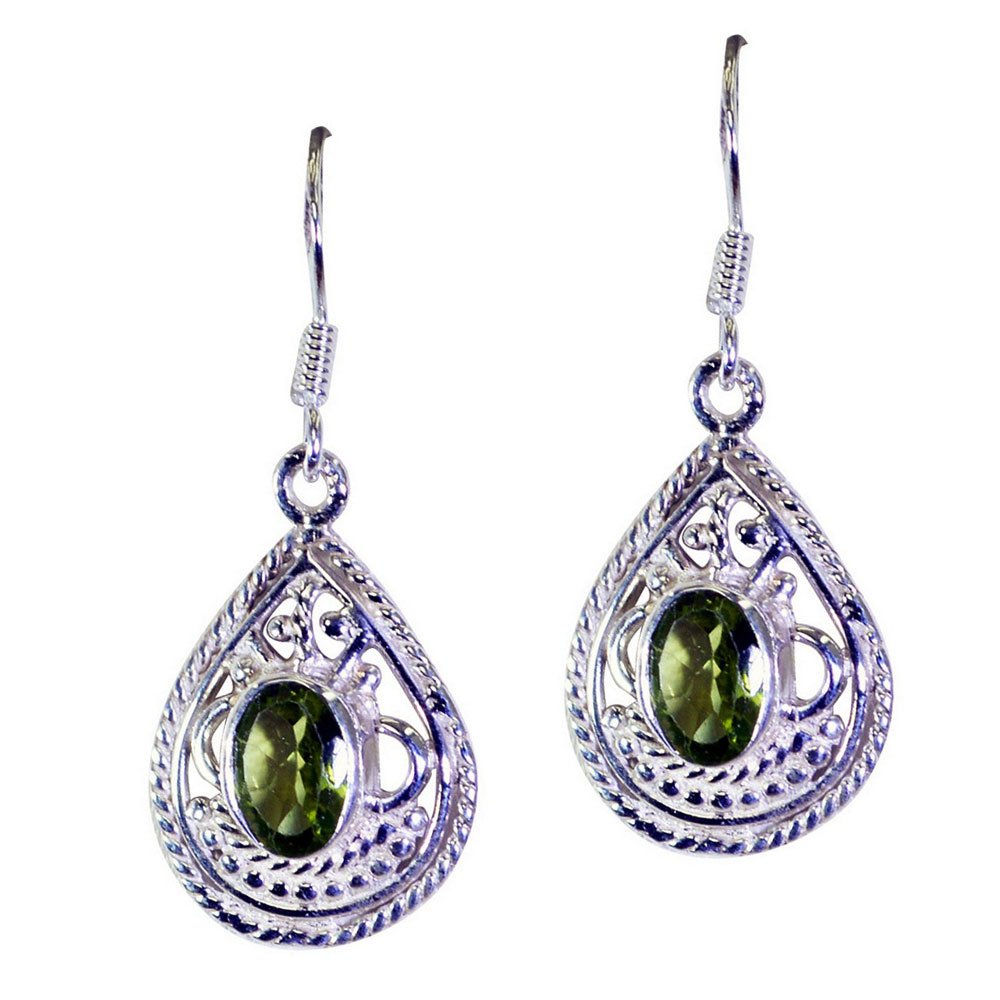 Boucles d'oreilles péridot anallergiques en argent contre irritations - 5