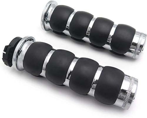 Miniatura 3 de HTTMT - Mango de manillar de goma cromado con tapa plana de 1 pulgada compatible con Spirit 750 600Harley Chopper Bobber Touring Sportster PN