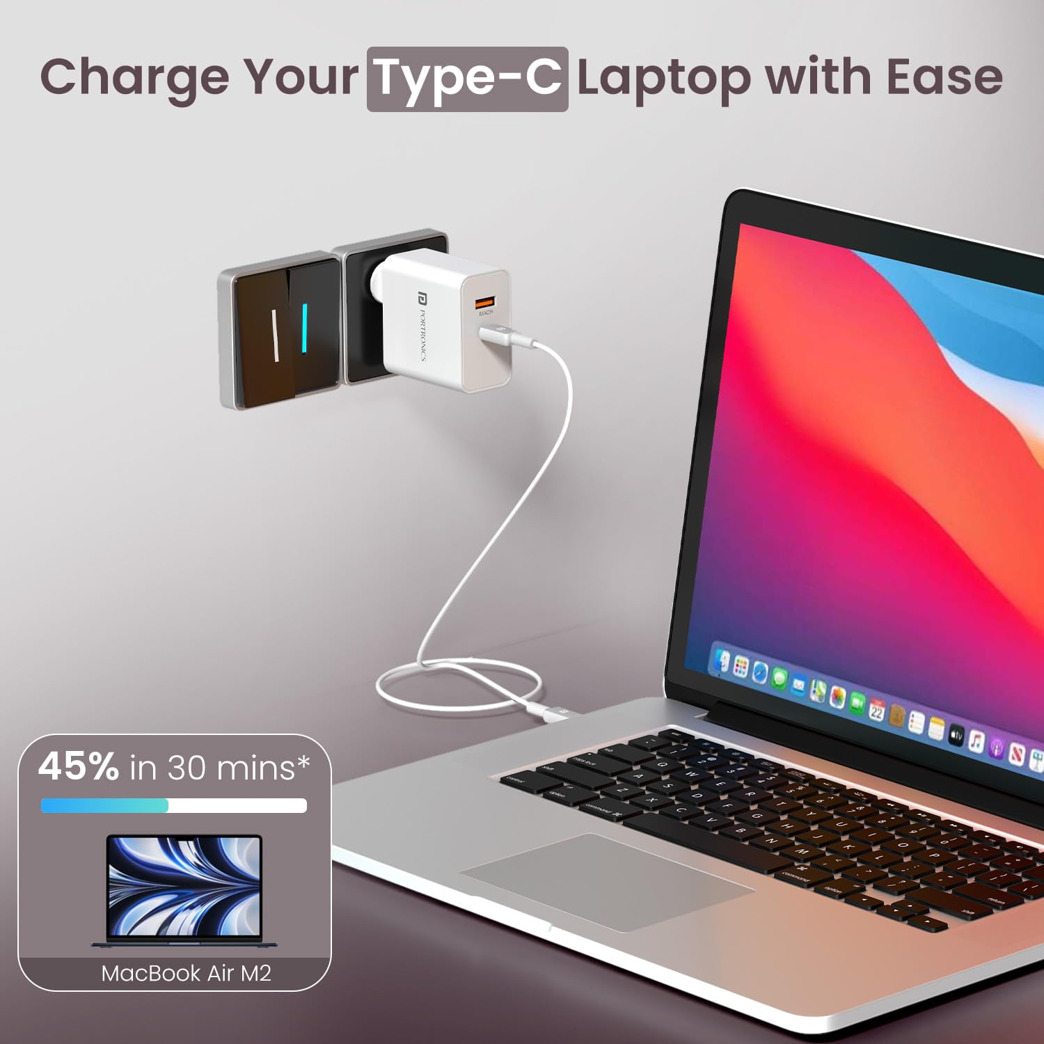 Portronics 45W Fast Charger - Dual USB Charging -4