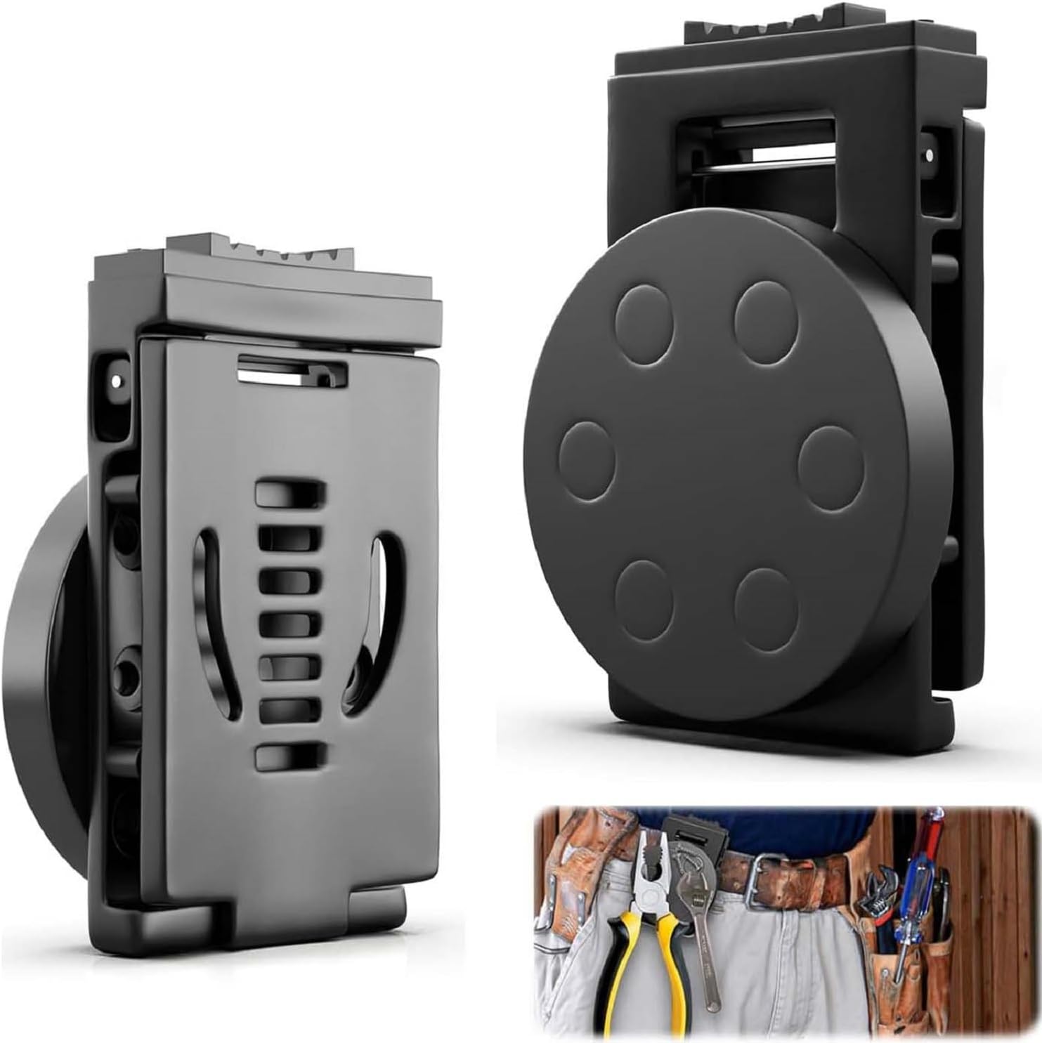 Magnetic Tool Belt Clip, Heavy Duty Belt Clips Magnet Holster, Strong Belt Magnet Clip for Tools, Magnetic Tool Holster for Hammer, Screwdriver & Small Tools, Hands-Free Tools Holder