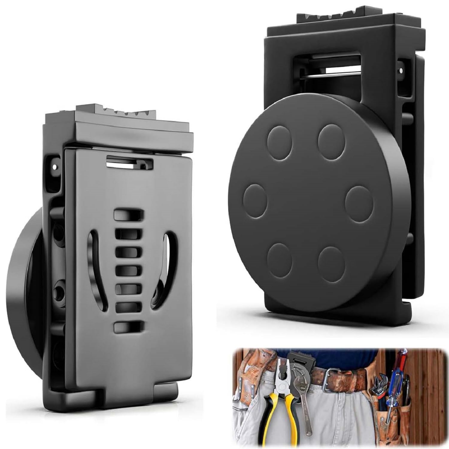 JBSZTH Magnetic Tool Belt Clip, Heavy Duty Belt Clips Magnet Holster, Strong Belt Magnet Clip for Tools, Magnetic Tool Holster for Hammer, Screwdriver