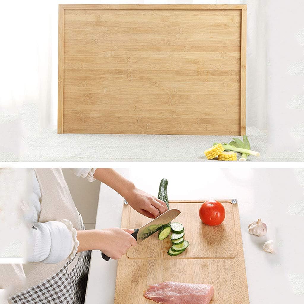 Bamboo Cutting Board for Kitchen Three Sides of The Enclosure Ensure That The Workbench is Clean Large Serving Board Chopping Board for Meat Vegetables and Fruit 4 Sizes (60 * 41 * 1.5cm/