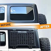 Vista 2 de FURYENGRAVER Kit de panel lateral MOLLE para ventana trasera con almacenamiento, decoración protectora para la ventana trasera para Jeep Wrangler