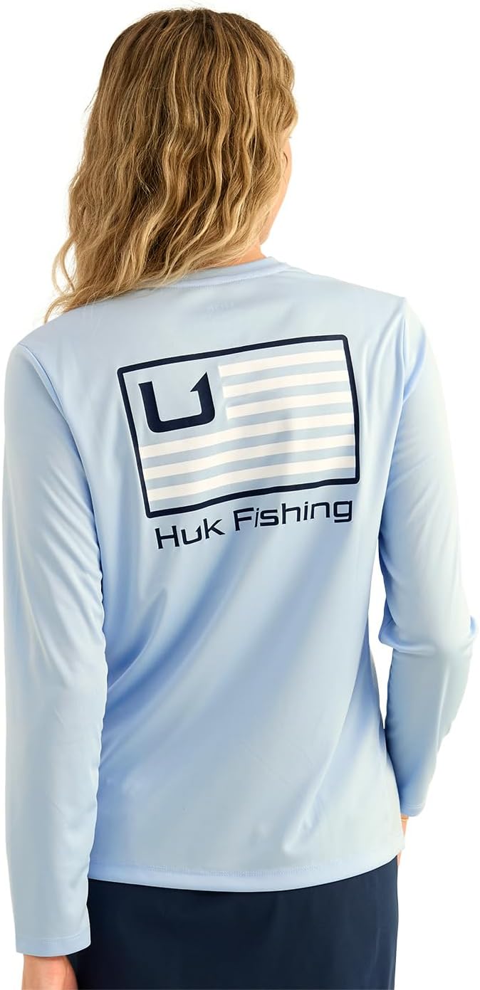 HUK Women's Pursuit Patterned Crew Long Sleeve Shirt