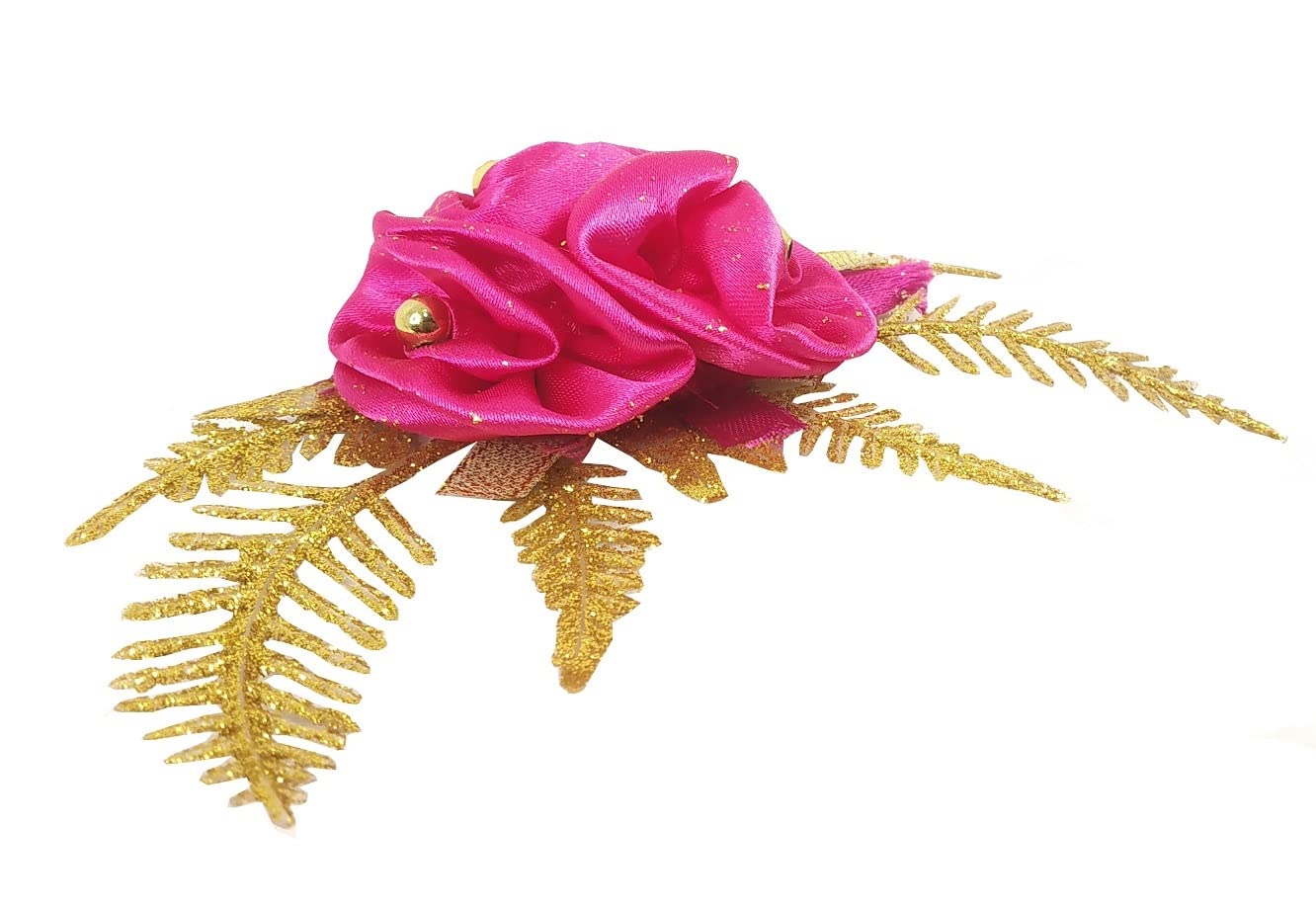 De-Ultimate (Pack of 6 Pcs) Pink Satin Artificial Flowers for Home Birthday Parties Hall Craft Decorations, Wedding Invitation Card Decor, Gift Packing/Wrapping, Arts and Craftworks, Flower Making 1