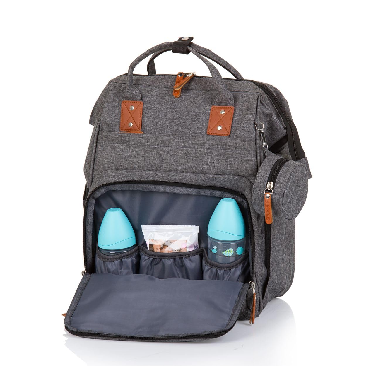 Chipolino, borsa fasciatoio, zaino per carrozzina, borsa per ciuccio con zip, colorazione:grigio