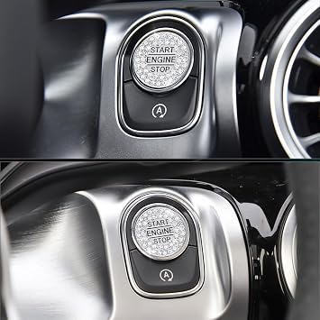 Glitter Car Accessories for Mercedes Benz Start Stop Button Cover Sticker Car Interior Decoration for Mercedes GLB GLA CLA GLE A G Class Metal Crystal