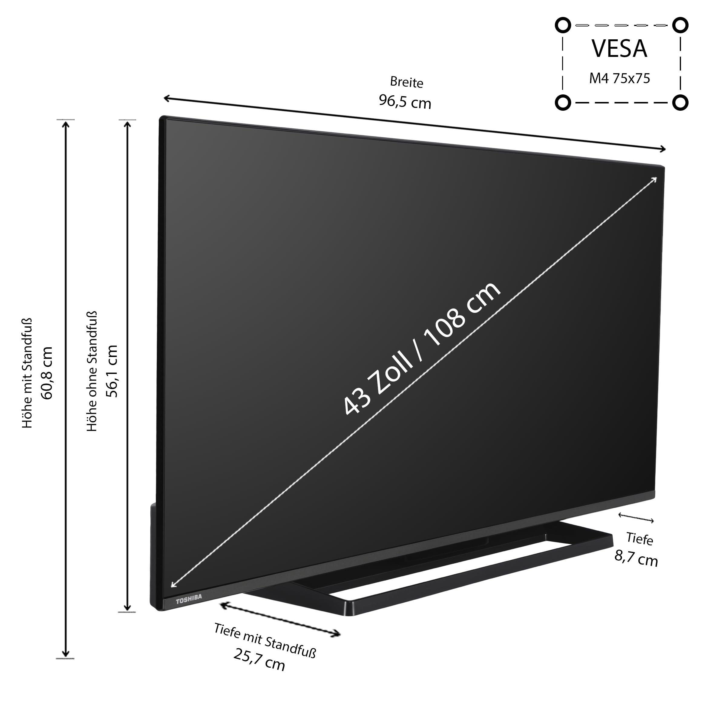 Toshiba 43LV3E63DAZ Fernseher/VIDAA Smart TV (Full HD 43 Zoll – Bild 2