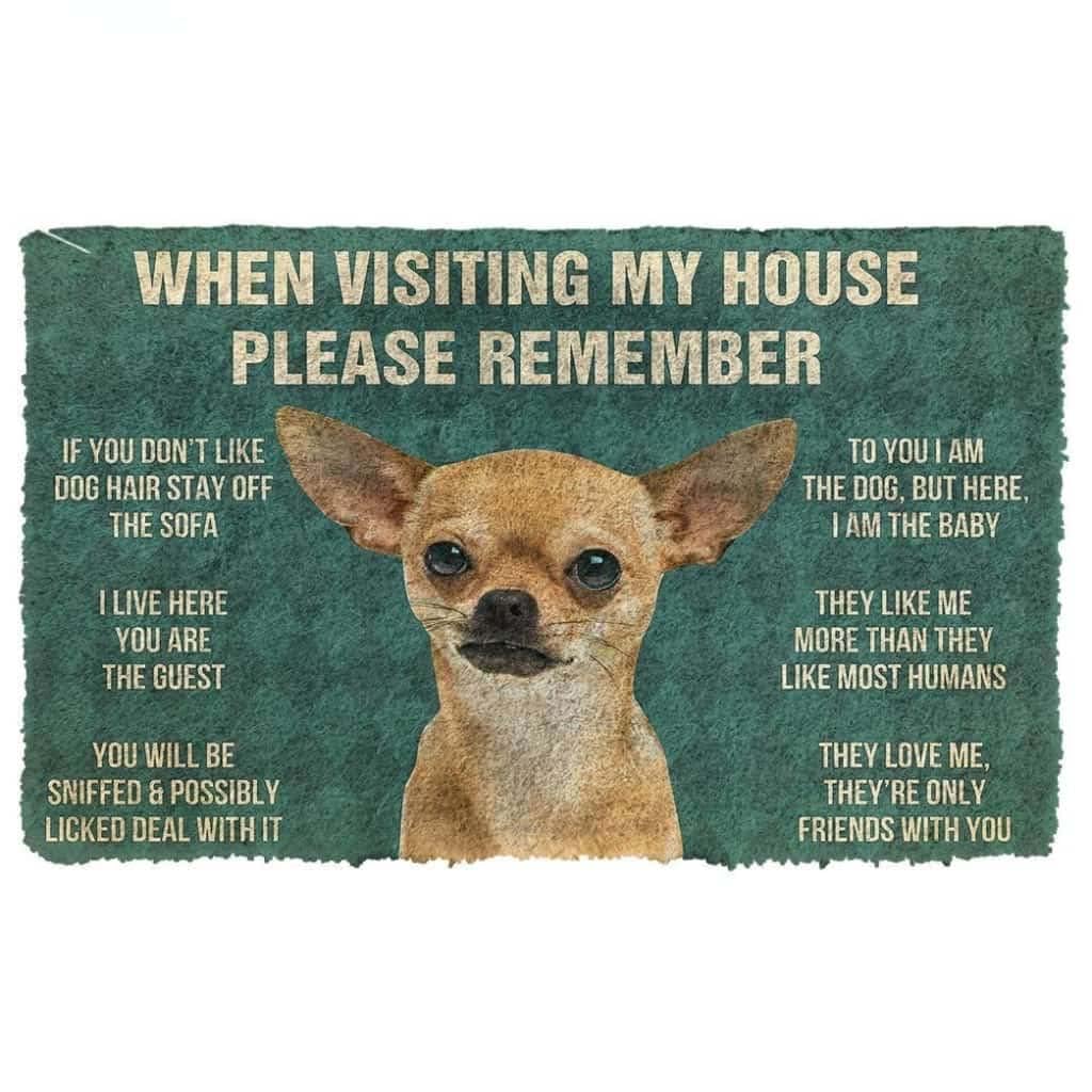 Paillasson extérieur entrée Chihuahua : tapis de porte sur mesure avec règles de maison