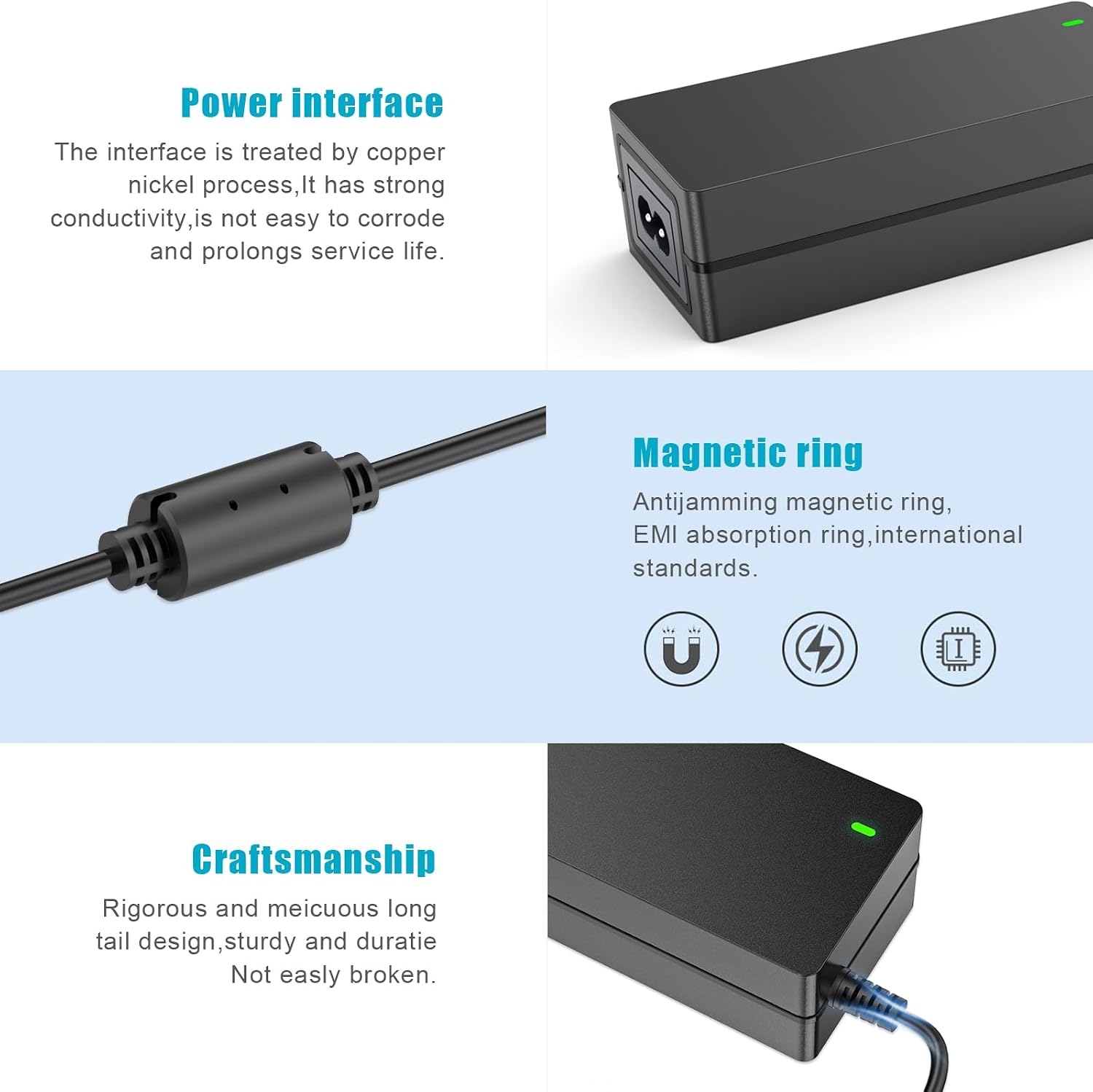 19V DC Power Supply 19V 3.42A Power Adapter 65W 45W with 10tips | for 65W 45W Laptop Monitor Compatible with Asus/Acer/Gateway/Toshiba Laptop for LG/Acer/Asus Monitor Power Cord