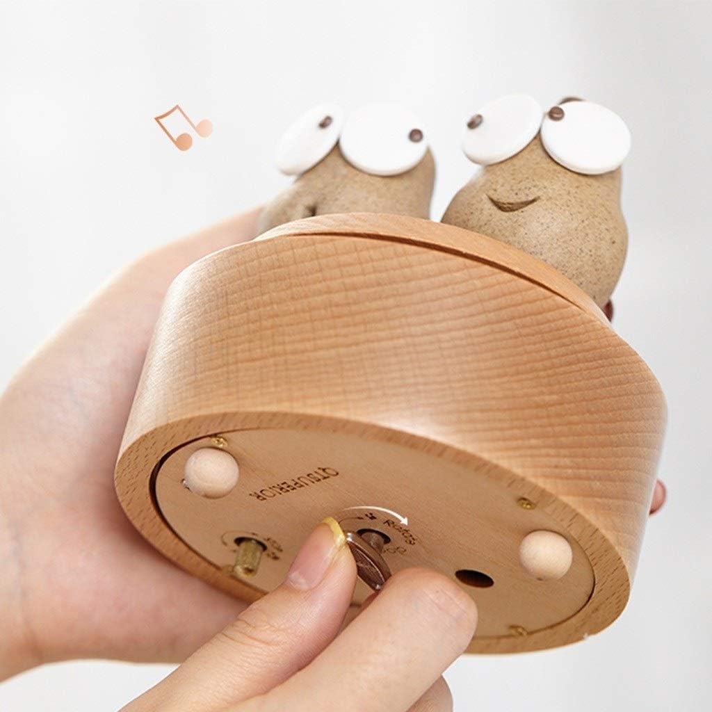 Music Box Cute Pear-Shaped Music Box with Wind-up,Wooden,Romantic Anniversary Birthday Gift,Mechanical Turntable Musical Box,Creative Octave Music Box