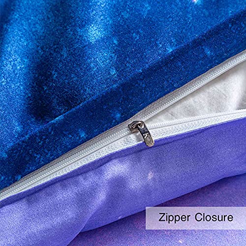Etdiffe Galaxy Duvet Cover Queen Size - 3 Piece Modern Universe Star Printed Reversible Microfiber Comforter Cover Set - Soft And Lightweight Quilt Cover, Navy Blue And Purple #TOP5