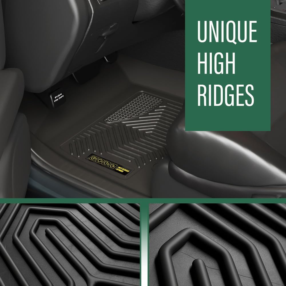LQI Floor Mats Cargo Liners Compatible with Toyota Tundra Double & CrewMax Cab Pickup 2007-2011 TPE All Weather Full Cover Protection 1st & 2nd Row Truck Mats Cargo Liner Accessories 3PCS