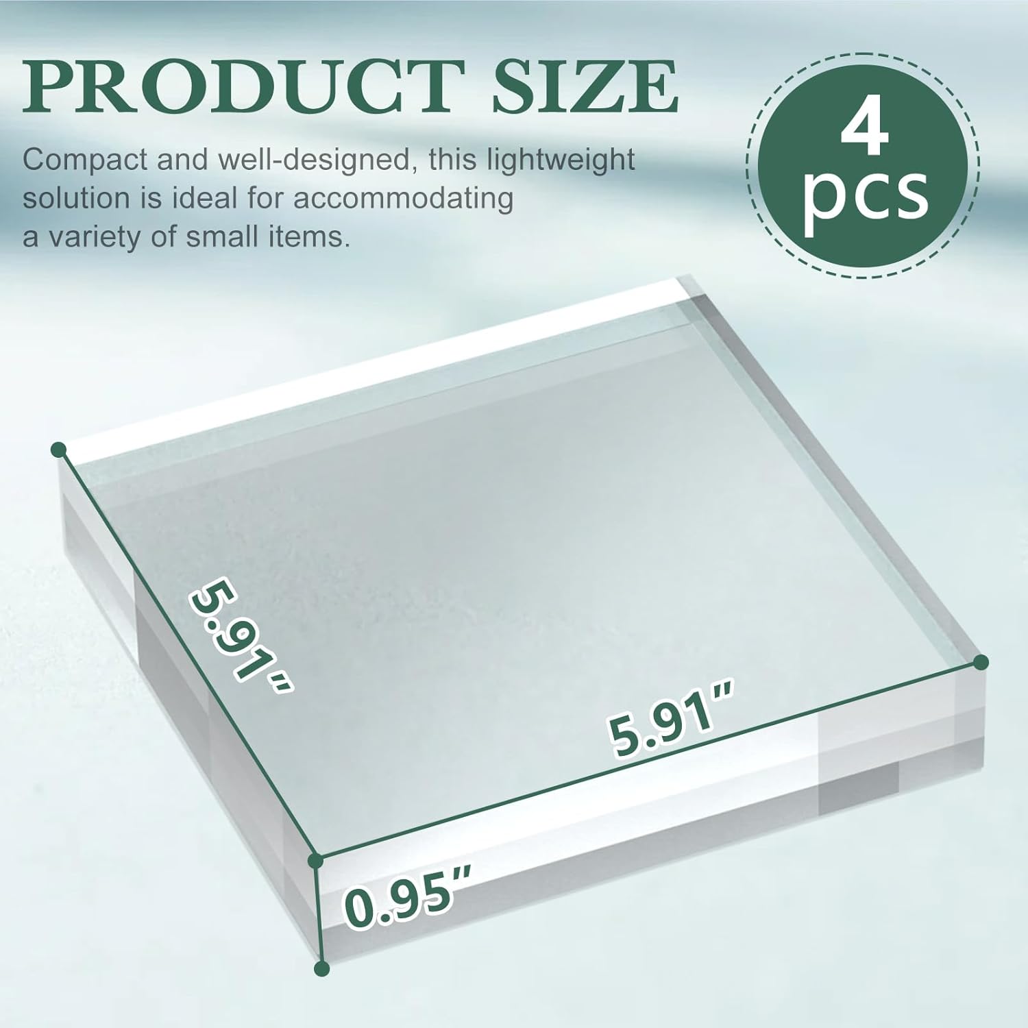 Acrylic Base Stand 4 Pack 6 X 6 X 1 Inch Acrylic Blocks for Display Trophy Base Clear Square Cube Riser Display Cylinder Pedestal Stands for Collectibles Jewelry Props Food Display