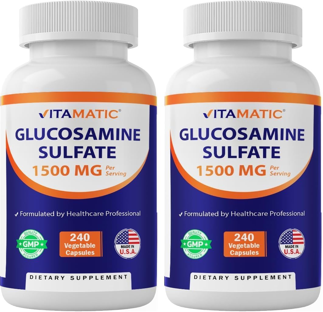 Vitamatic Glucosamine Sulfate Supplement, 1500mg, 120 Servings, 240 Capsules (Pack of 2)