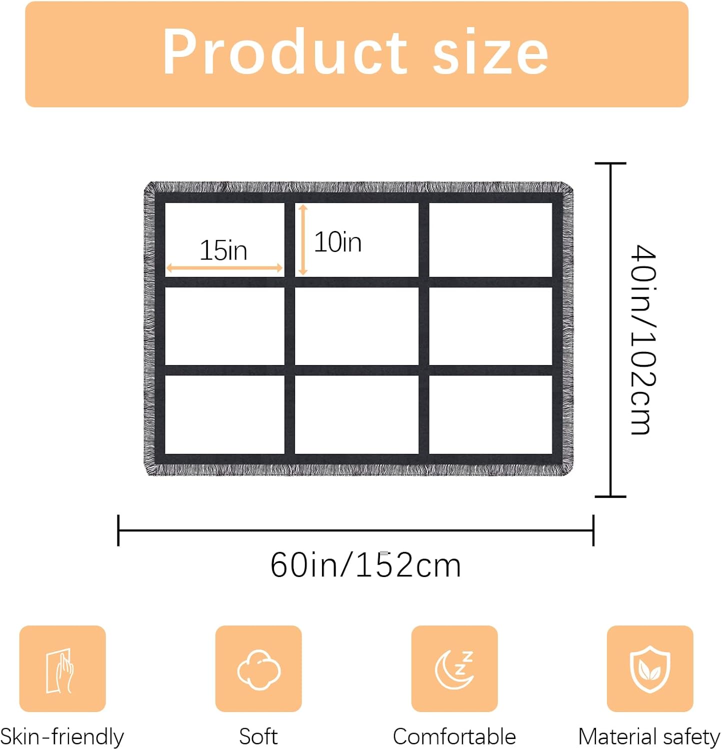 GEKIXUTP 2 pcs Sublimation Blanket Blanks 40"X60" Throw Blankets for Heat Press, DIY Custom Personalised Sublimation Photo with 9 Panel