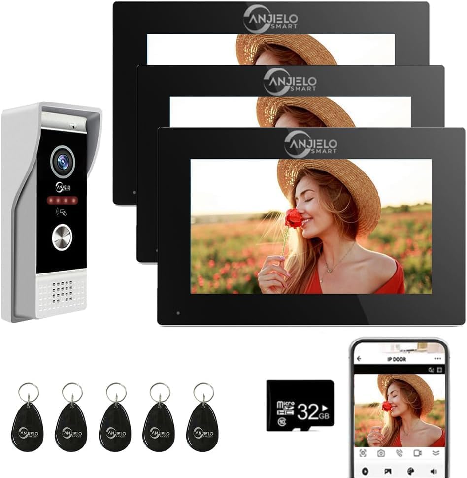 TUYA - Timbre de video con cable, cámara de timbre de 1080P, monitor táctil completo de 710 pulgadas, WiFi Smart Home Video Intercomunicador Kit de