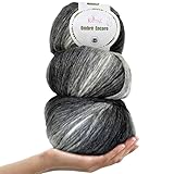 Ombré-Encore Super Soft Thick Variegated Yarn #5 Weight for Knitting & Crochet Chunky Scarves, Blankets, Hats, Cowls, Shawls, Acrylic, 3 Balls, 507yds/420g (Black Snowstorm)