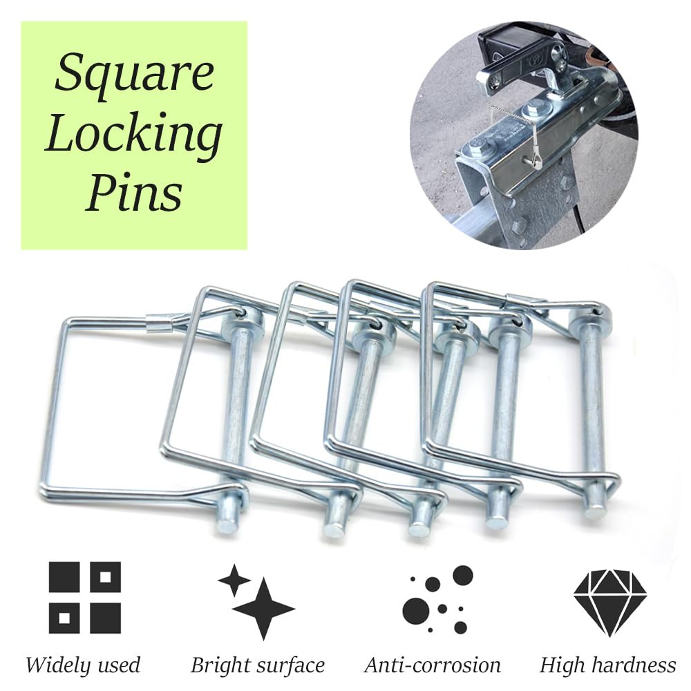 Ruidee 5 Pcs Shaft Locking Pin 6x60mm Wire Lock Pin Safety Coupler Pin Carbon Steel Square Retainer Wire Clip Hitch PTO Pin Trailers Pin for Farm Garden (FSX/6x60mm) - Image 4