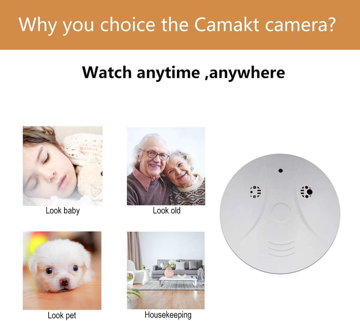 Prоduсt Dеаl Camakt WiFi Hidden Spy Camera HD 1080P Smoke Detector Camera Security Nanny Cam Wireless Mini Video Recorder with Motion Detector/Night Vision, Support iOS, Android