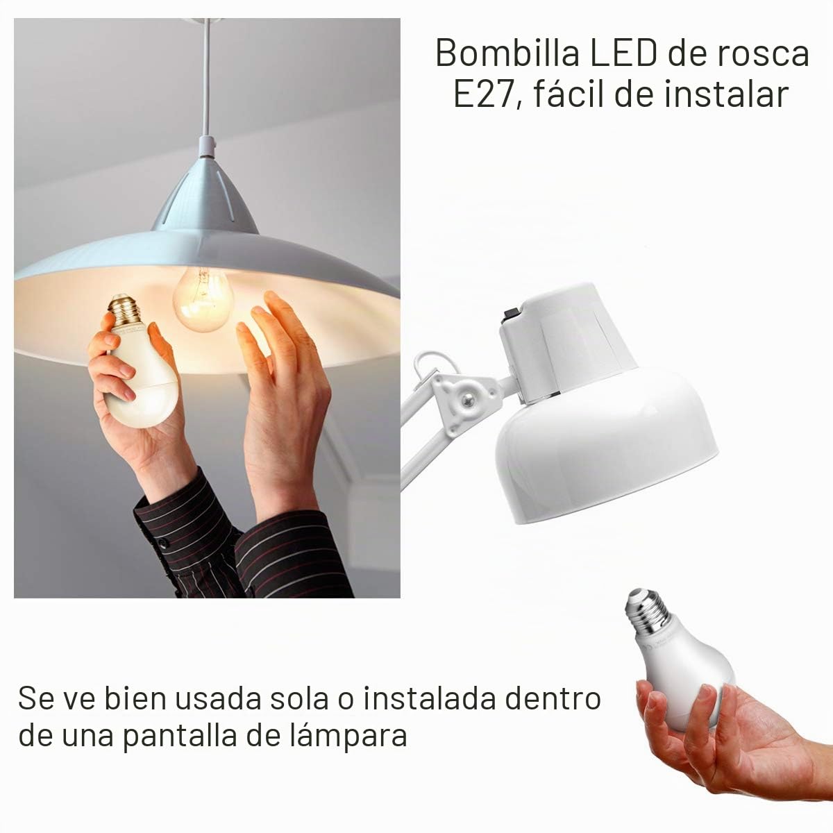 Awenia Bombilla LED Esférica E27 20W (Equivalente a 150W), Luz LED 6500K 2452 Lúmenes Blanco Frío, Pack de 4