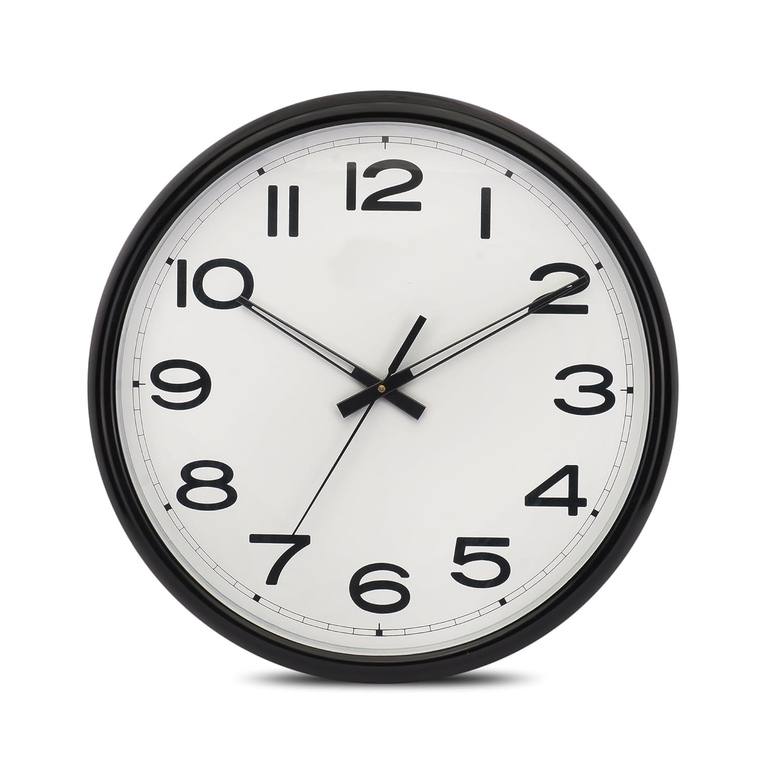 KOHE 18 Inch Quartz Wall Clock - Non-Ticking Silent Movement Clock for Home & Office (Black 01) (Black)