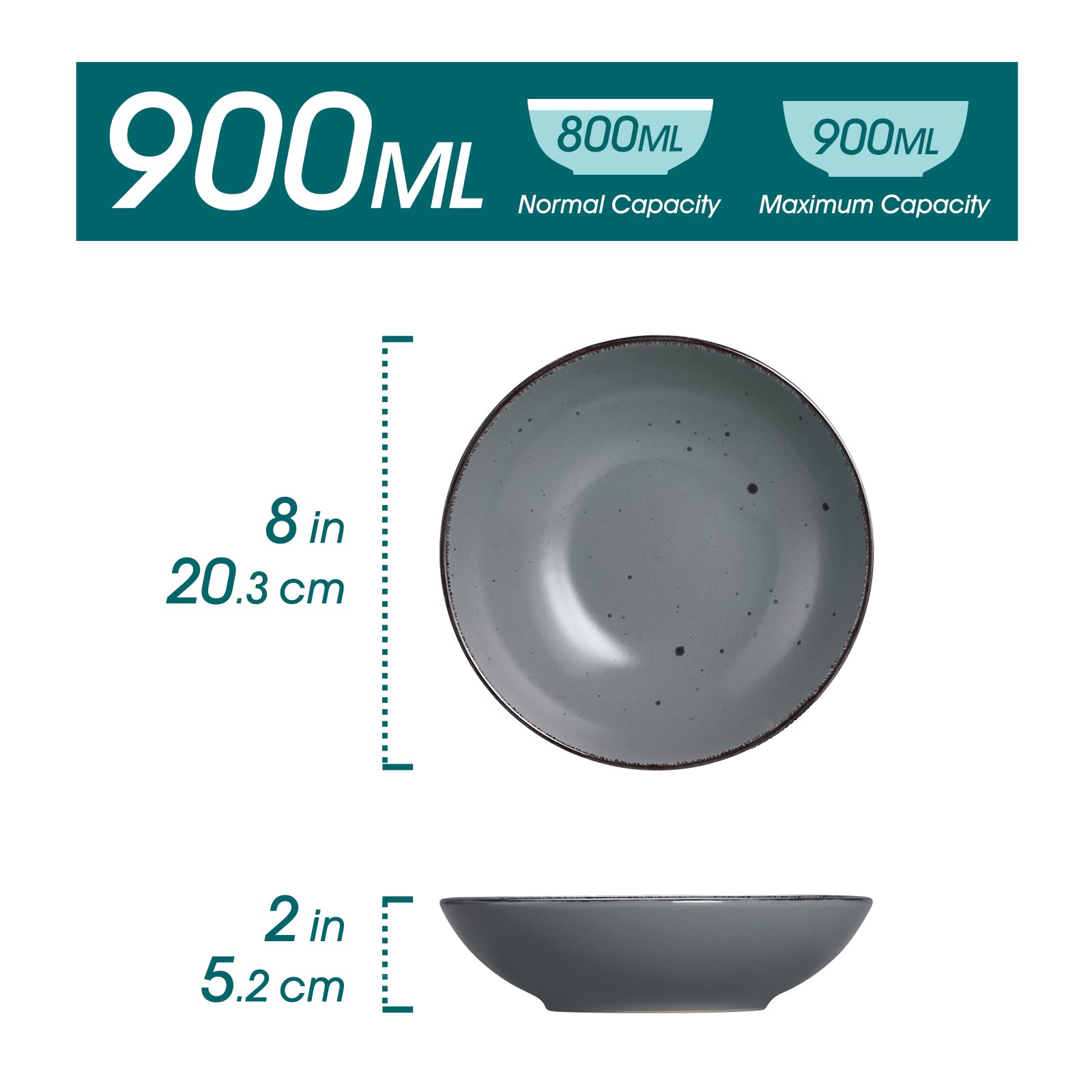 vancasso, Série Moda, Assiette Creuse en Céramique, Assiette à Soupe Saladier - 4 Pièces