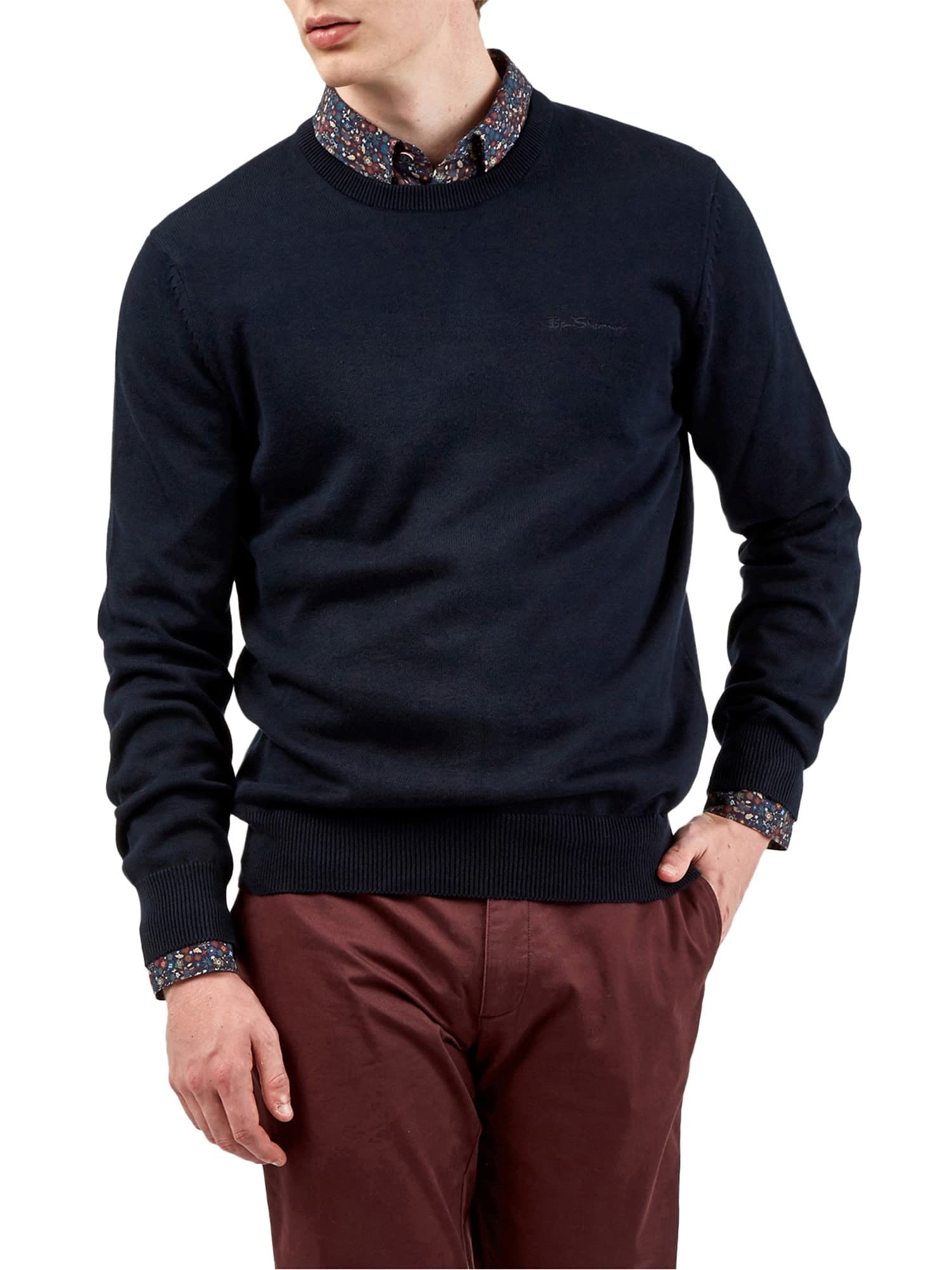 Ben Sherman Signature Knitted Crew Neck Jumper Dark Navy