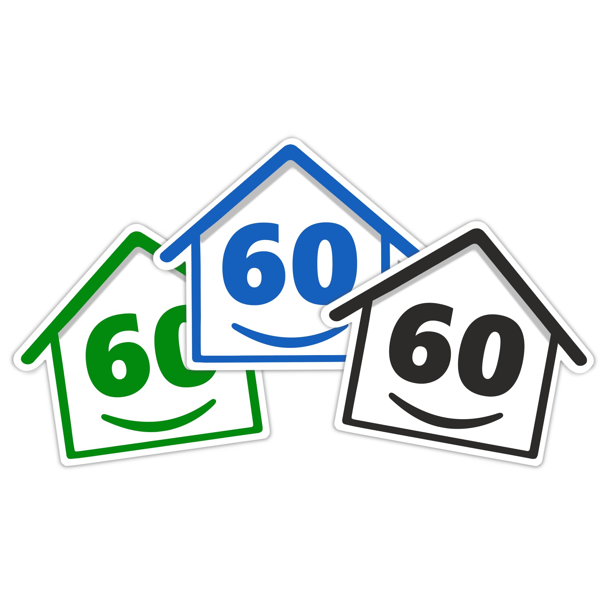 3 x Bin Numbers for Wheelie Bins, 1-99, 15cm ‘Happy House’ Colour Design Dustbin Stickers, Easy Application Stick On Number Stickers - Weatherproof Self Adhesive Vinyl – Blue, Black and Green (14) — view 53