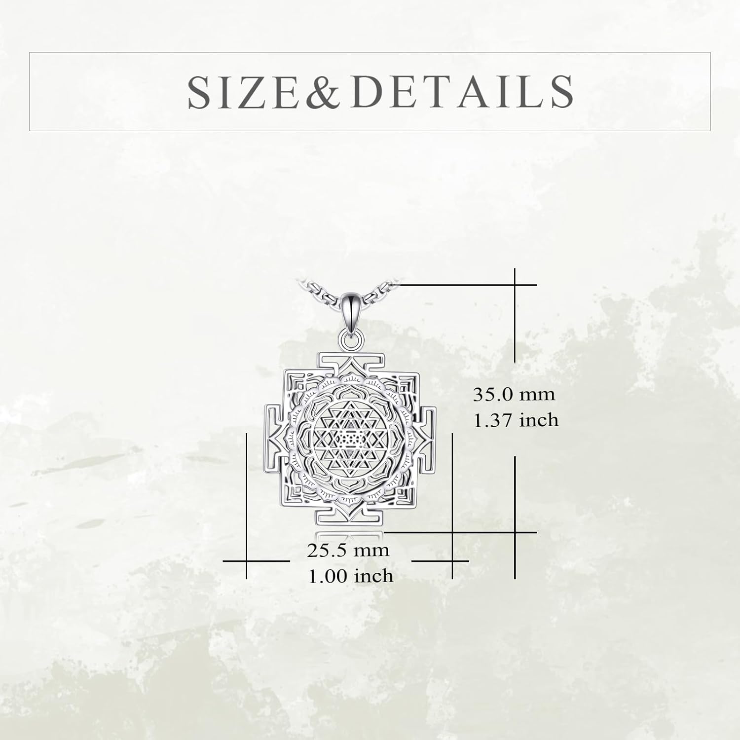 YFN Sri Yantra Necklace Sterling Silver Sacred Geometry Pendant Lotus Yoga Jewelry Gifts for Women Men