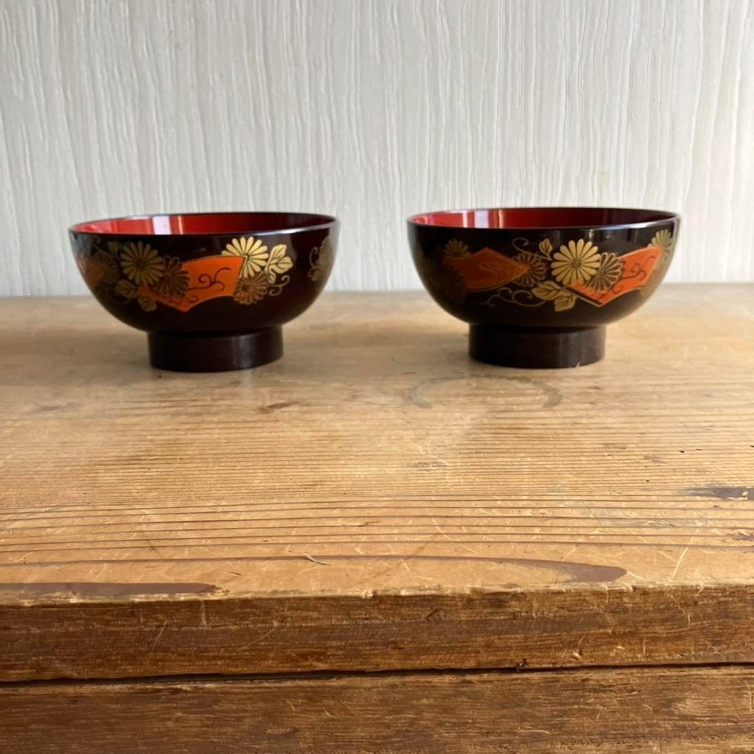 喜八工房 欅溜布張 4.0背高汁椀 3客 山中漆器