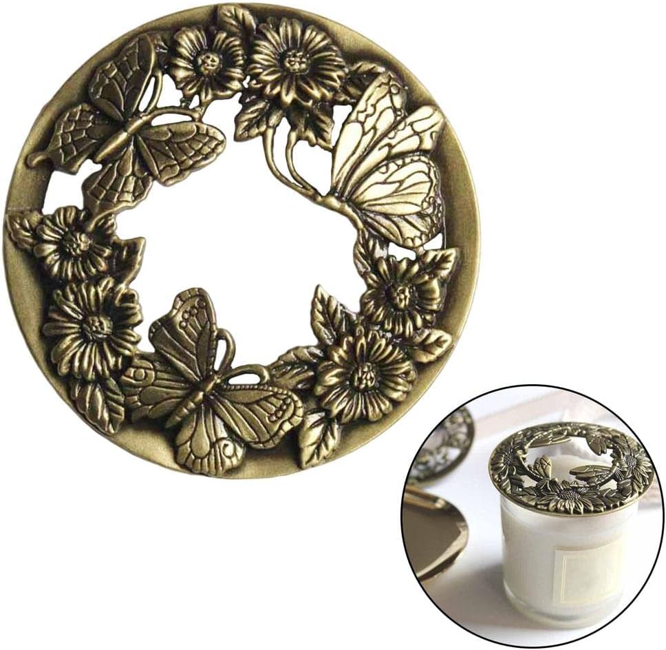 Yajuyi 2 Lid Cover Shades Accessories for 73-81mm Jar Candles Butterfly, Butterfly Flower, 7 Pcs