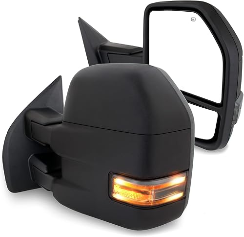 Miniatura 1 de AKKON - Para Ford F150 2015-2018 [enchufe de 8 pines] Par de espejos laterales de remolque con calefacción + calefacción + señal de giro con textura