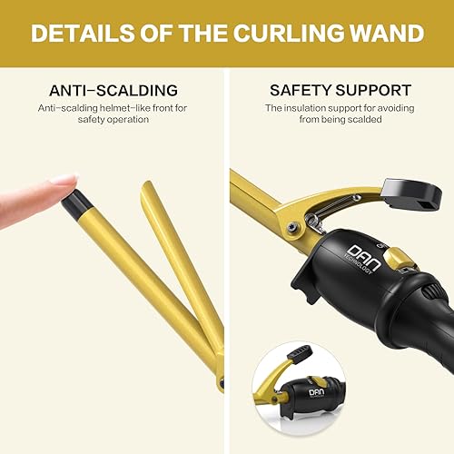 Miniatura 4 de DAN Technology Rizador de pelo de 12 pulgada de 0.512 in de cerámica turmalina para todo tipo de cabello, rizador de pelo de doble voltaje,