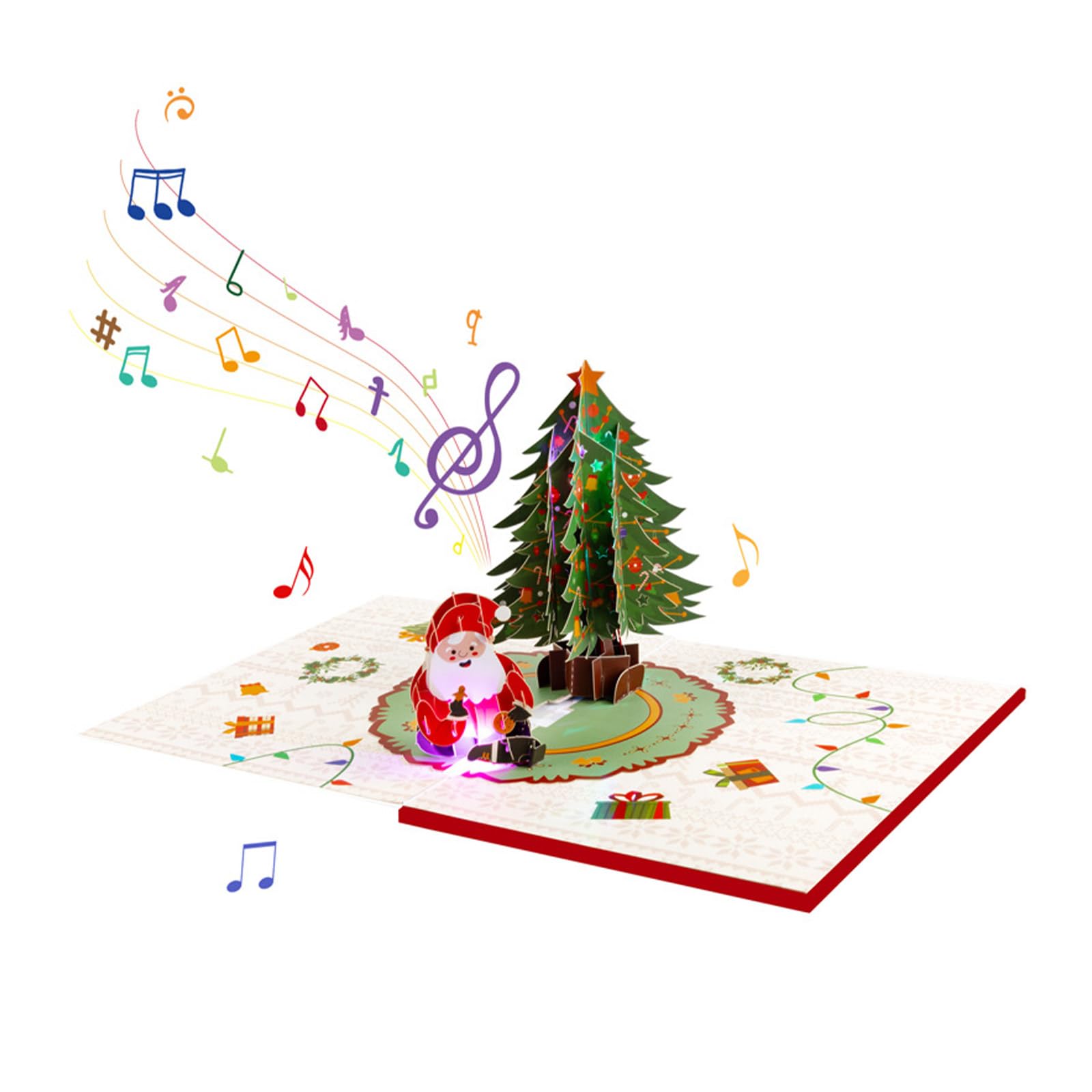 Kalttoy 3D Popup Christmas Card with Melodies and Lights Invitation Postcard Musical Greeting Card with Envelope Christmas Cards for Family