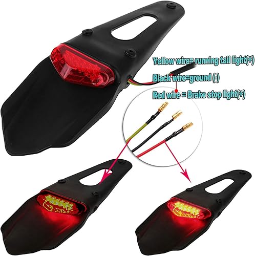 Miniatura 5 de Yibid Lámpara de freno LED universal con montaje en guardabarros trasero para Honda XR250 XR400 XR650 Yamaha, motocicleta todoterreno personalizada
