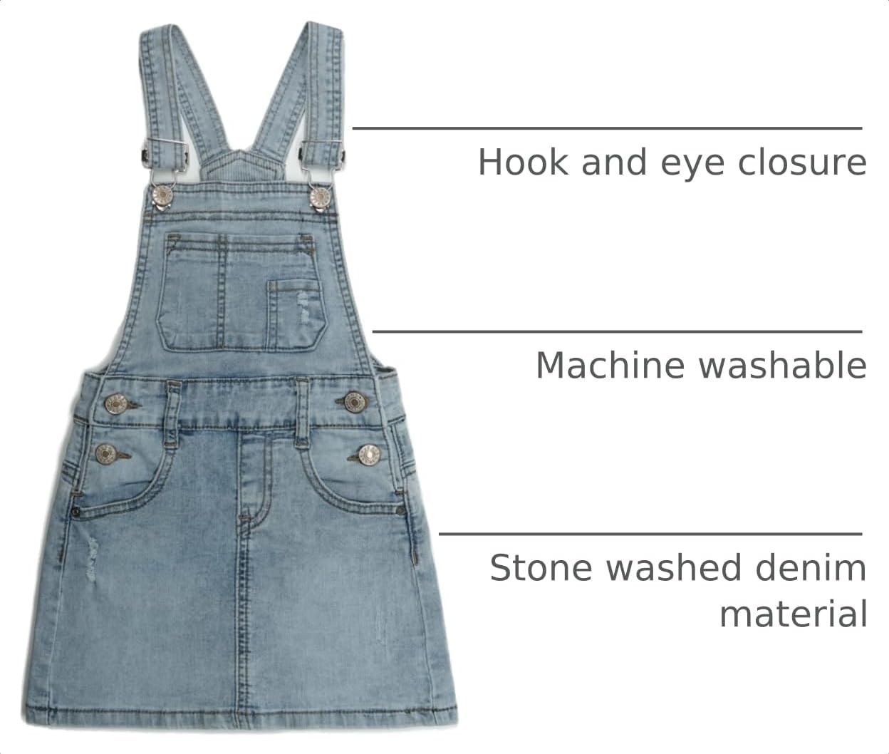 KIDSCOOL Girls Casual Soft Ripped Jeans Overalls Dress A-Line Denim Skirt