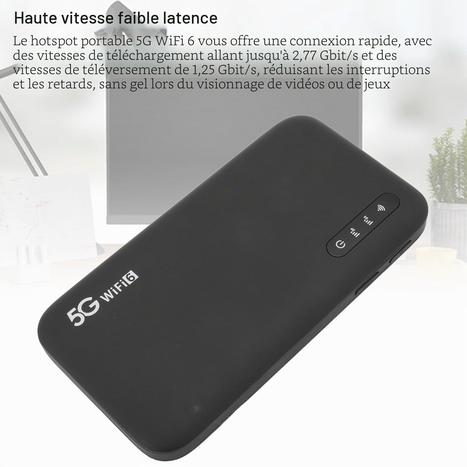 Routeur Portable 5G Mobile Hotspot WiFi 6, 5G avec Emplacement pour Carte SIM, Support 16 Appareils 6100mAh Batterie, Appareils Internet Portables pour Les voyageant et