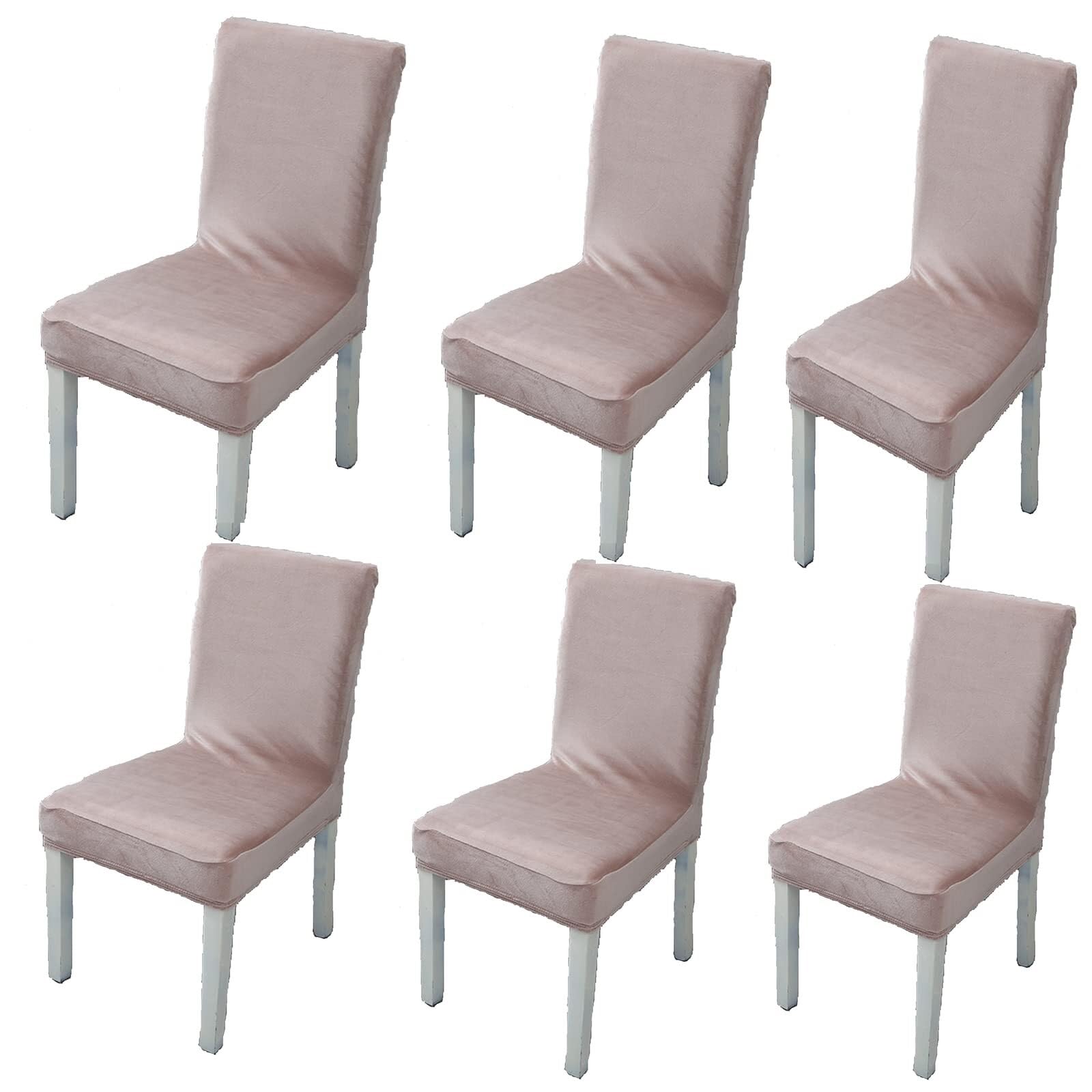 NMVAWIPT Velvet Stretch Dining Chair Covers Elastic Removable Washable Parsons Protectors For Room Hotel Wedding Banquet(42#,6pcs)