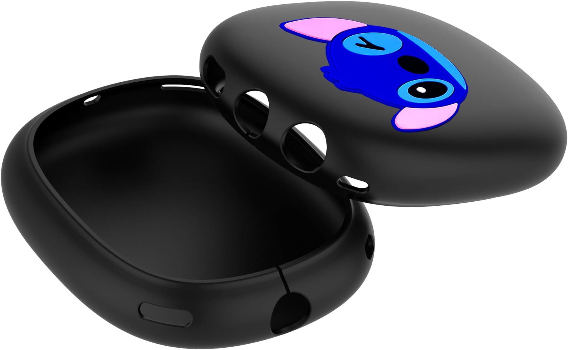 Sjiangqiao Cartoon Earpads Cover for Apple AirPods Max Wireless Headphones, Cute Kawaii Cartoon Ear Cushions Liquid Silicone Earphone Case, Gel Rubber Headset Earcup Protector Ear Pads(Cartoon, Black)