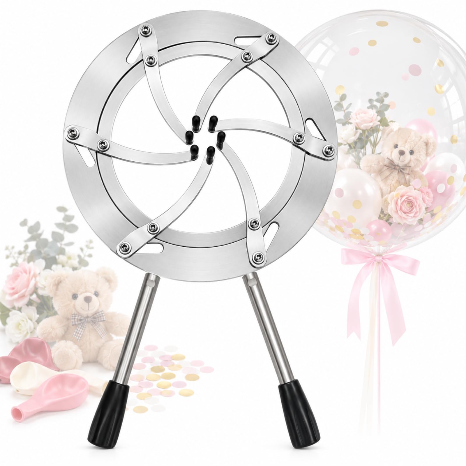 Herramienta Para Expandir Globos, Máquina De Acero Inoxidable Para Inflar Globos, Expansión De Hasta 20 Cm, Mangos Dobles Y Postes Redondeados, Para Decoración De Globos De Bodas Y Fiestas De