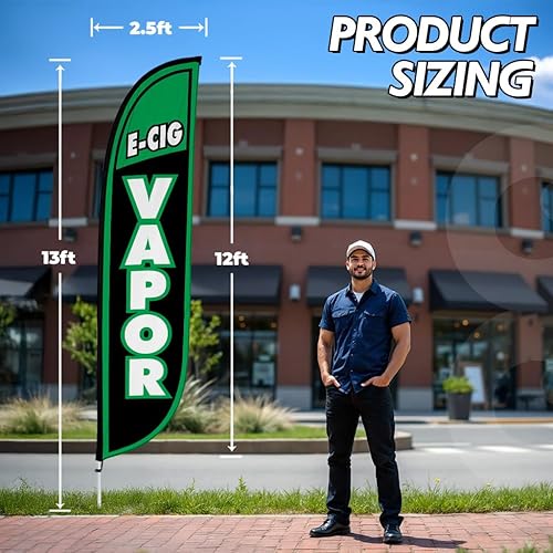 Miniatura 3 de LookOurWay Kit de asta de bandera de plumas  Bandera publicitaria de 12 pies de alto con kit de poste de fibra de vidrio y espiga de tierra