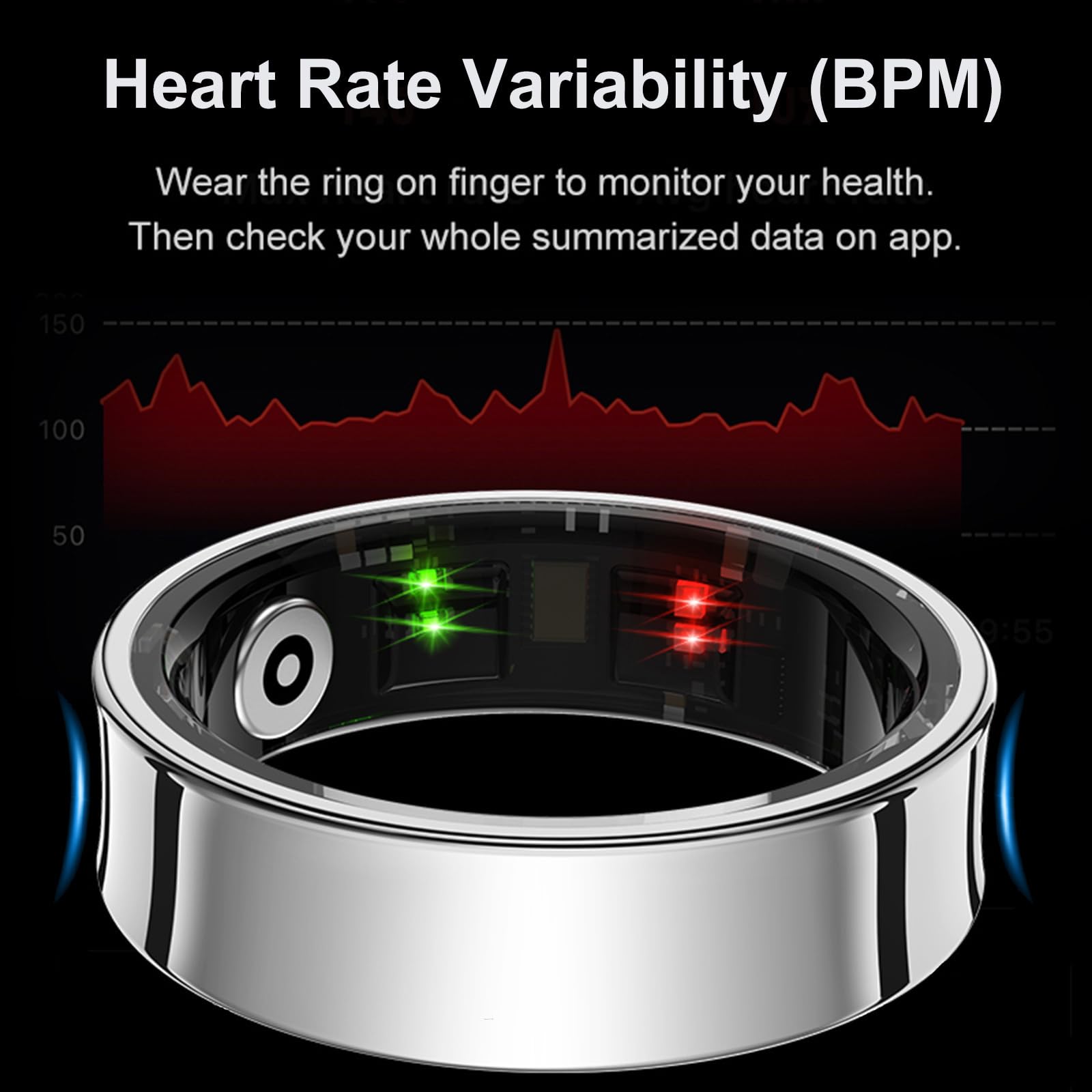 findtime Smart Ring Smartringe für Herren Damen IP68 Wasserdicht Fitness Ring Schrittzähler Kalorien Schlaftracker Smartring Android iOS Physiologische Erinnerung Herzfrequenz Aktivitätstracker