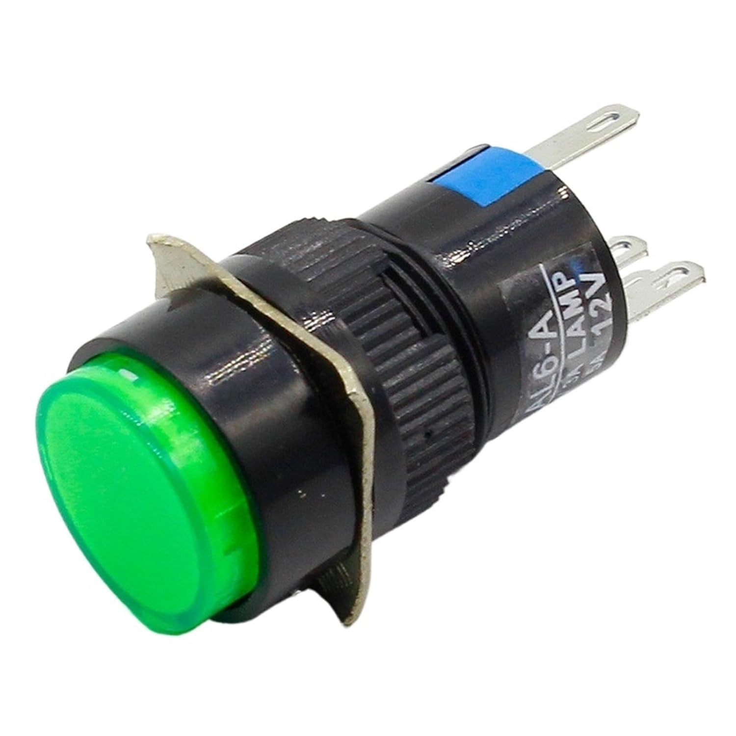 1pc 16mm 6V 12V 24V 220V LED Push Button Switch Blue Green Red Yellow White lamp Fixed Pushbutton Switches Latching Push On Start(White,24V)