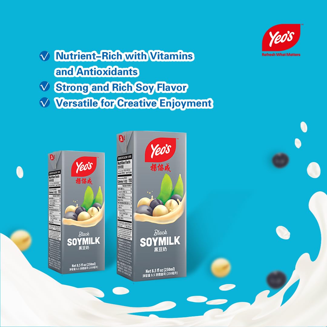 Amazon.com: Yeo's Black Soy Milk, 250ml (Pack of 24) - Protein