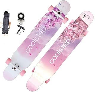 FWEOOFN Skateboard Longboards Cruiser 8 Ply Maple Complete Skateboard Dancing, Cruising, Curving, Freeride slide, Freestyle and Downhill Freestyle Cruiser for teenagers or adults 46x9 inches